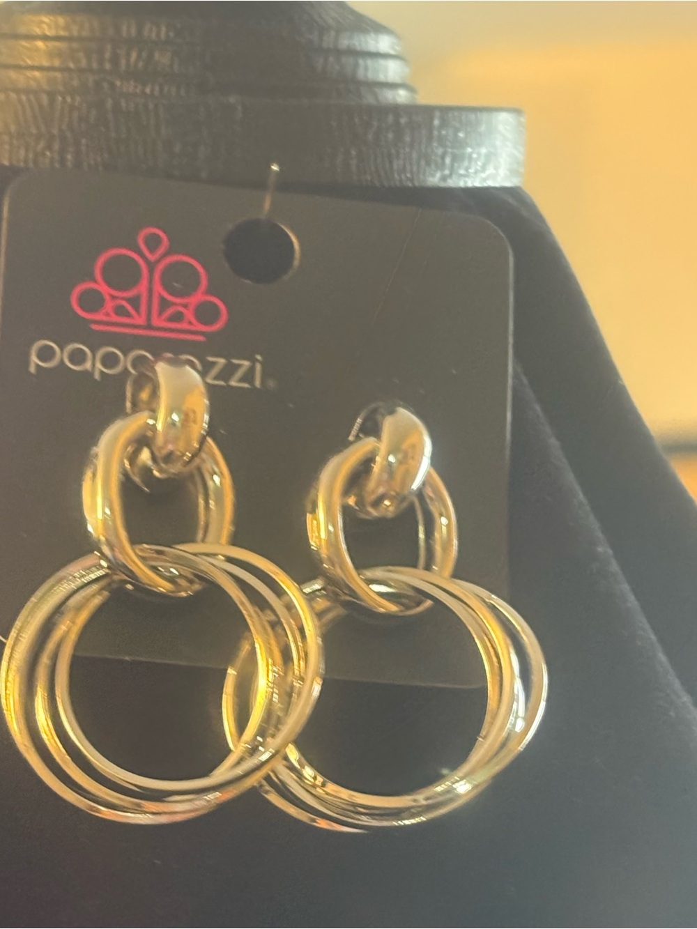 Paparazzi Shiny Silver tone Triple-Loop Drop Earrings